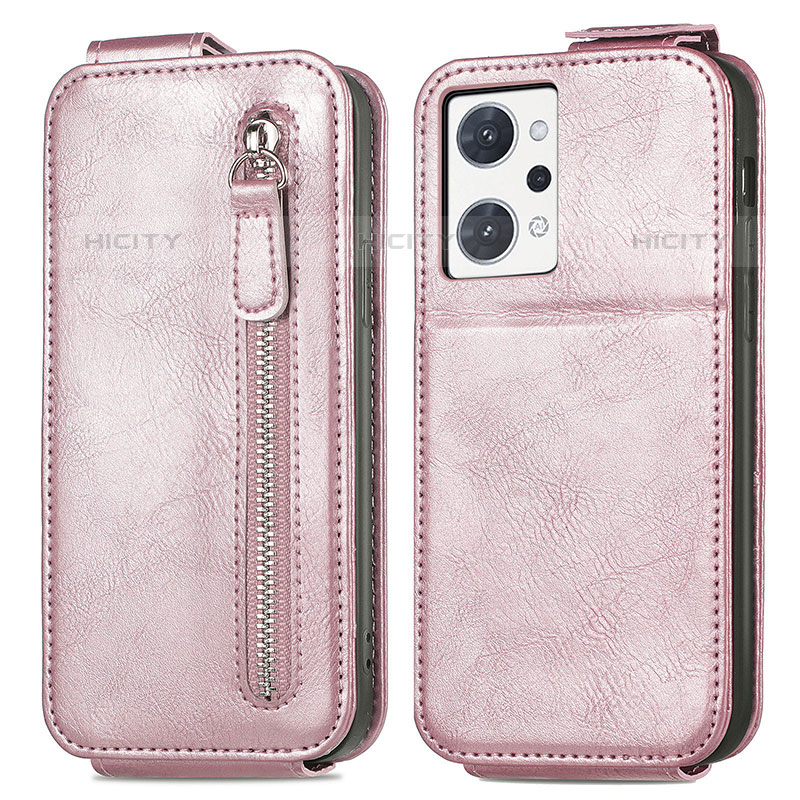 Custodia In Pelle Flip per Oppo Reno7 A Oro Rosa