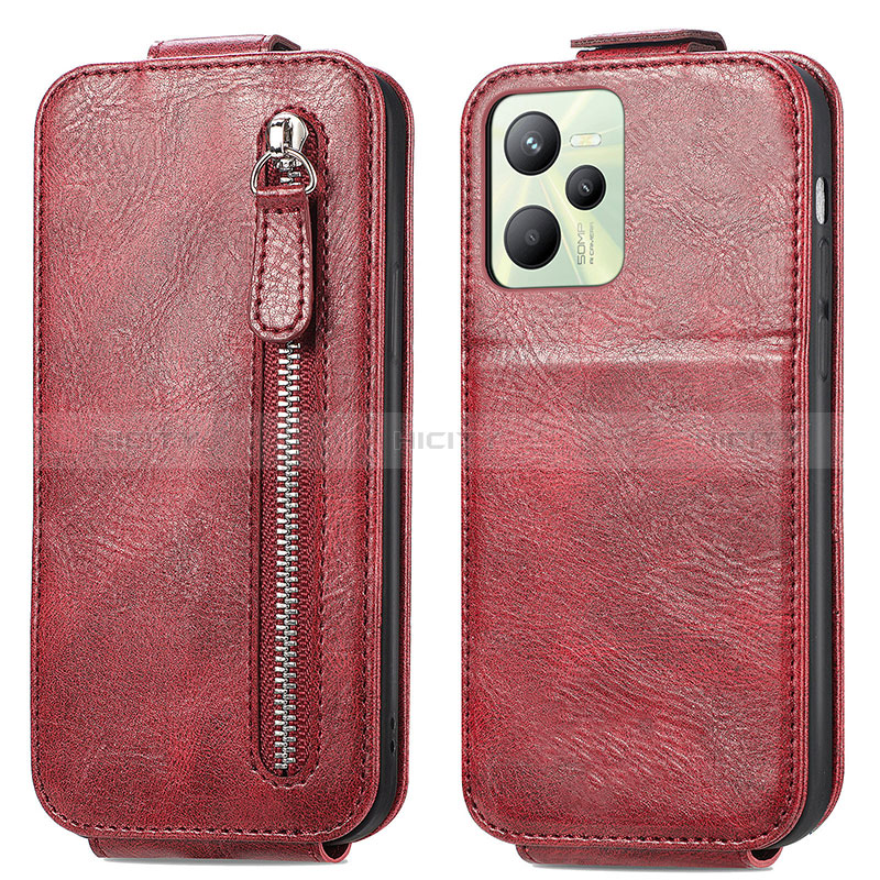 Custodia In Pelle Flip per Realme C35 Rosso