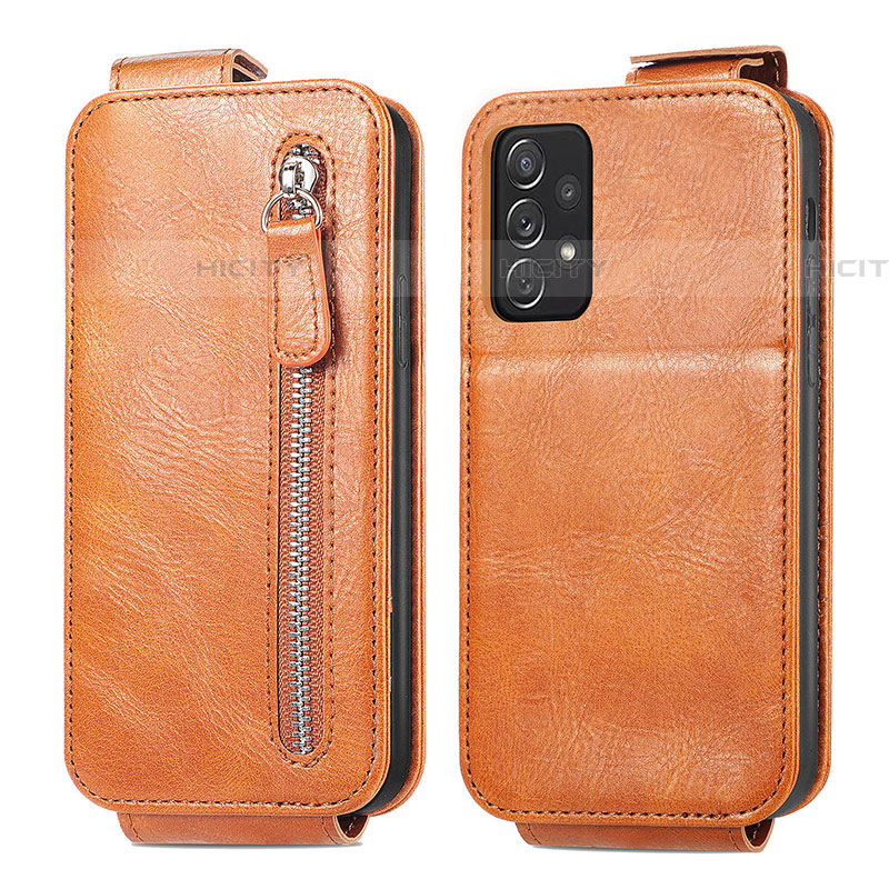 Custodia In Pelle Flip per Samsung Galaxy A72 4G Marrone