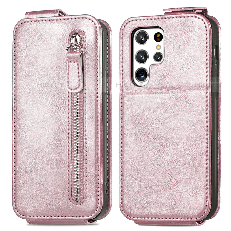 Custodia In Pelle Flip per Samsung Galaxy S22 Ultra 5G Oro Rosa