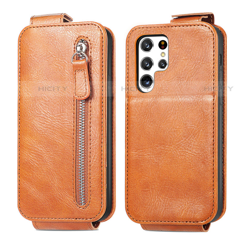 Custodia In Pelle Flip per Samsung Galaxy S23 Ultra 5G Marrone