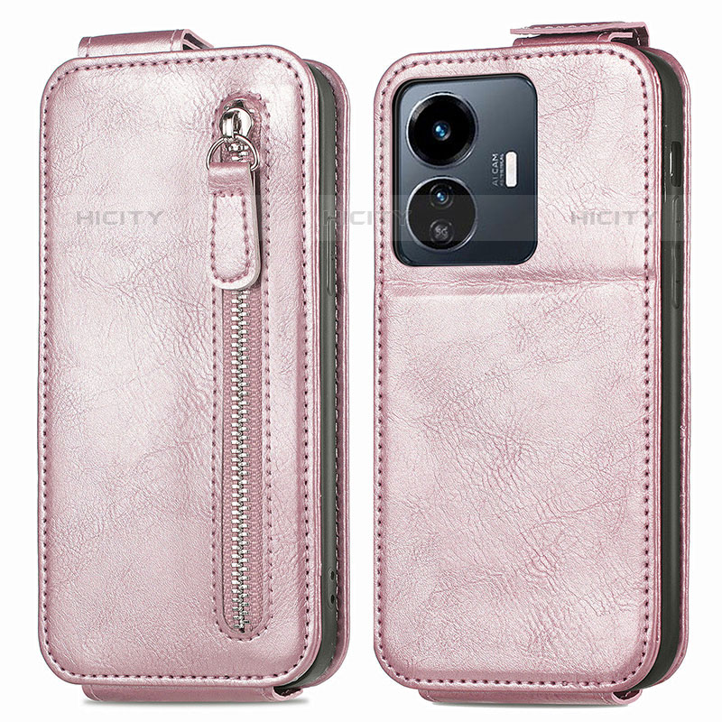 Custodia In Pelle Flip per Vivo iQOO Z6 Lite 5G Oro Rosa