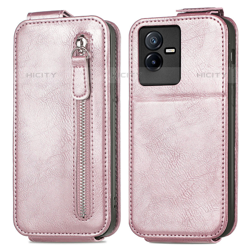 Custodia In Pelle Flip per Vivo Y73t Oro Rosa