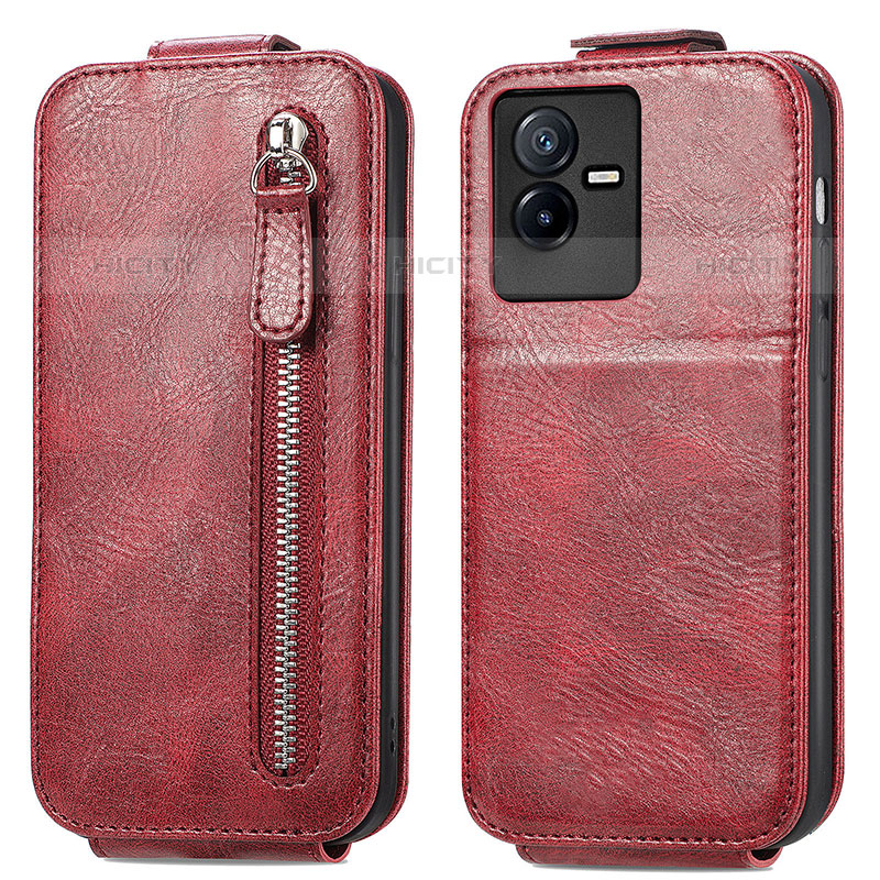 Custodia In Pelle Flip per Vivo Y73t Rosso