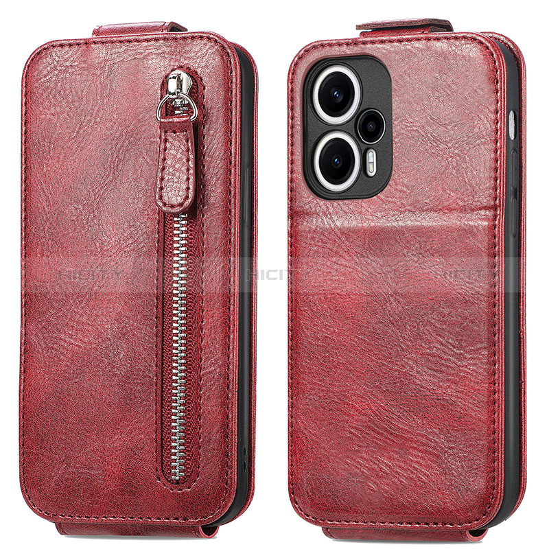 Custodia In Pelle Flip per Xiaomi Poco F5 5G Rosso