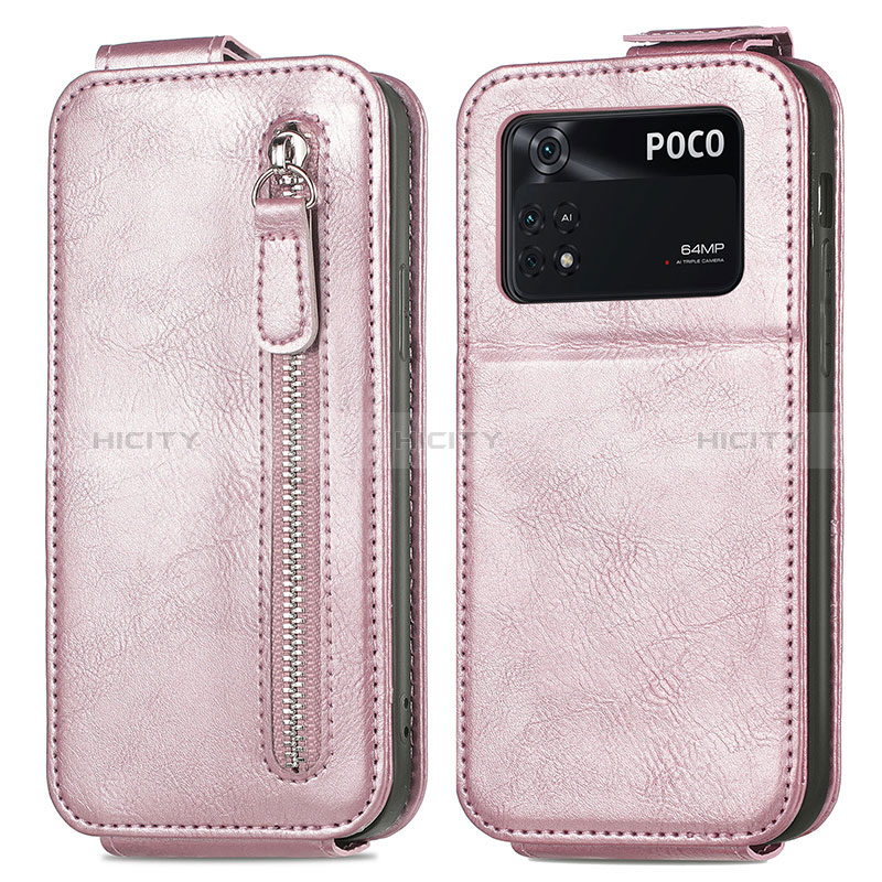 Custodia In Pelle Flip per Xiaomi Poco M4 Pro 4G Oro Rosa