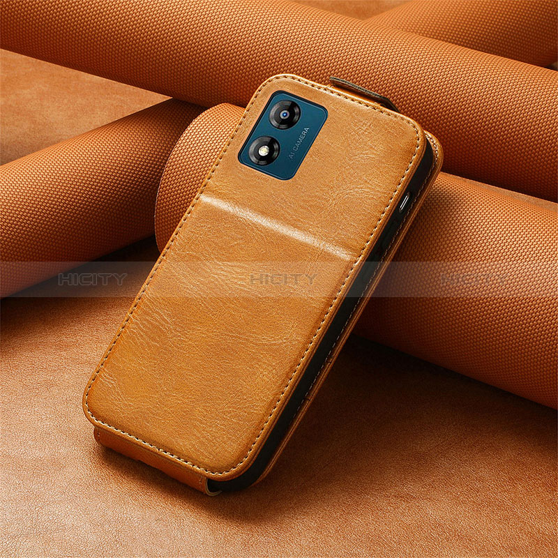 Custodia In Pelle Flip S01D per Motorola Moto E13 Marrone