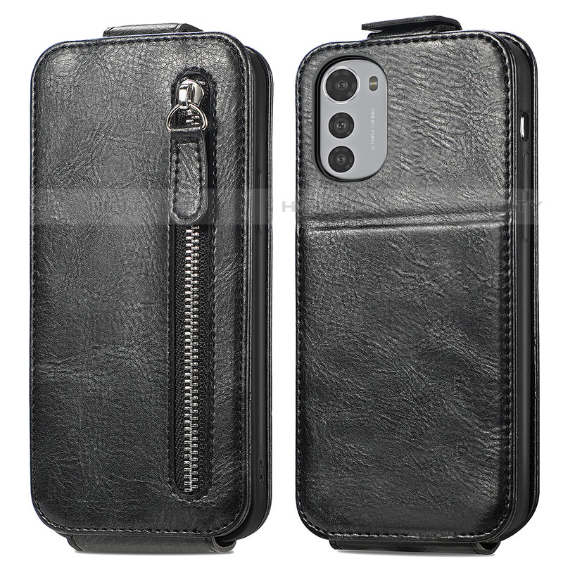 Custodia In Pelle Flip S01D per Motorola Moto E32 Nero