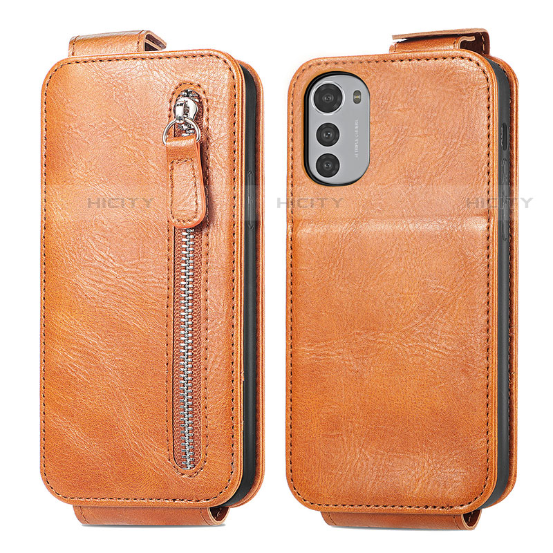 Custodia In Pelle Flip S01D per Motorola Moto E32s Marrone