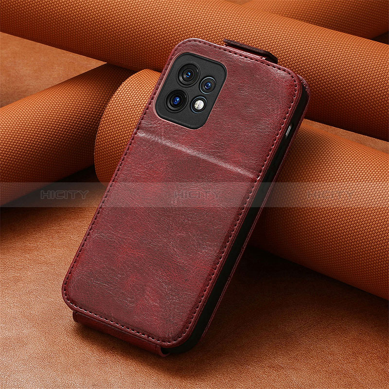 Custodia In Pelle Flip S01D per Motorola Moto Edge Plus (2023) 5G Rosso