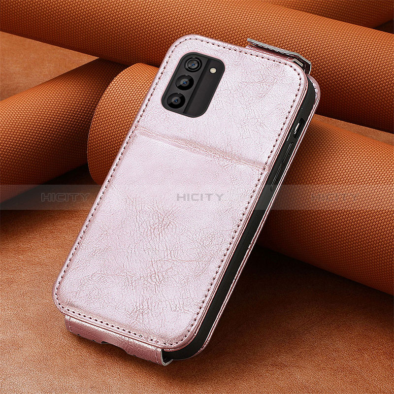 Custodia In Pelle Flip S01D per Nokia G100 Oro Rosa