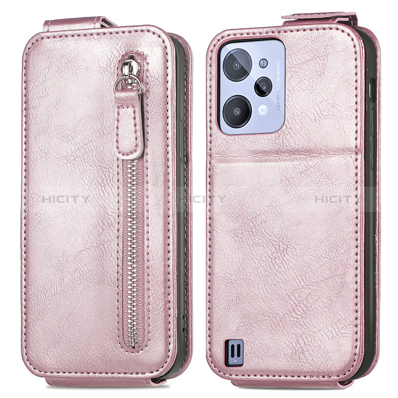 Custodia In Pelle Flip S01D per Realme C31 Oro Rosa