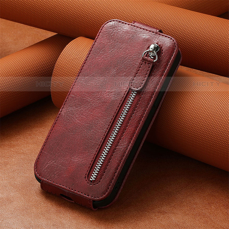 Custodia In Pelle Flip S01D per Samsung Galaxy S21 Ultra 5G Rosso