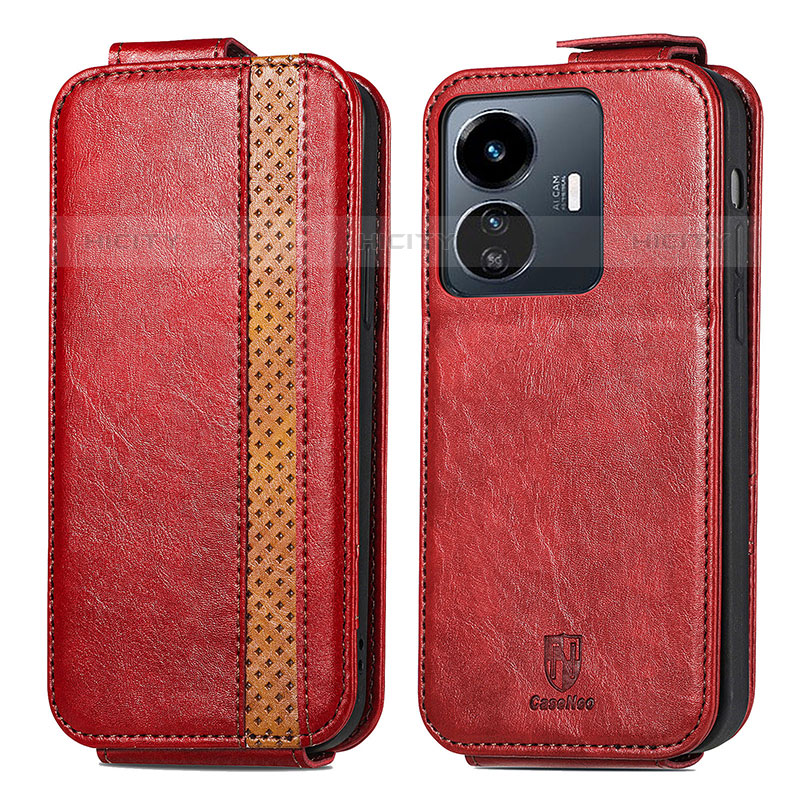 Custodia In Pelle Flip S01D per Vivo iQOO Z6 Lite 5G Rosso