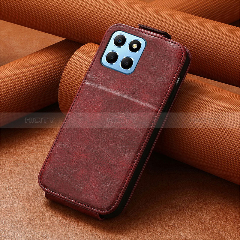 Custodia In Pelle Flip S02D per Huawei Honor X6 Rosso