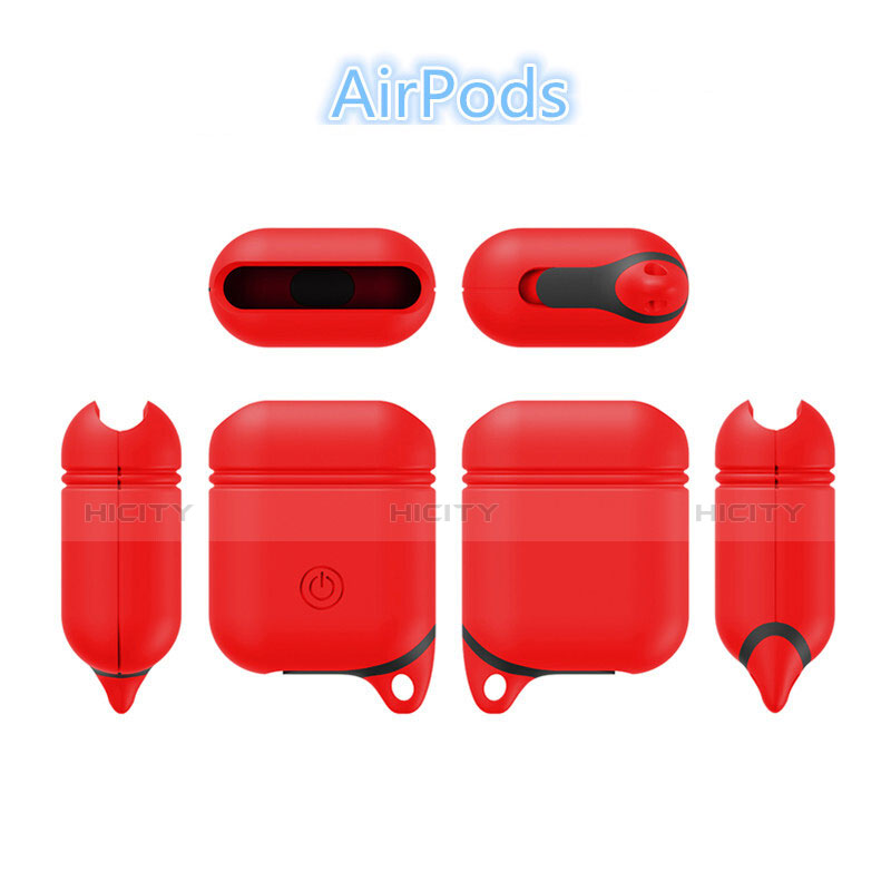 Custodia in Silicone con Moschettone per AirPods Custodia di Ricarica Z02 Rosso