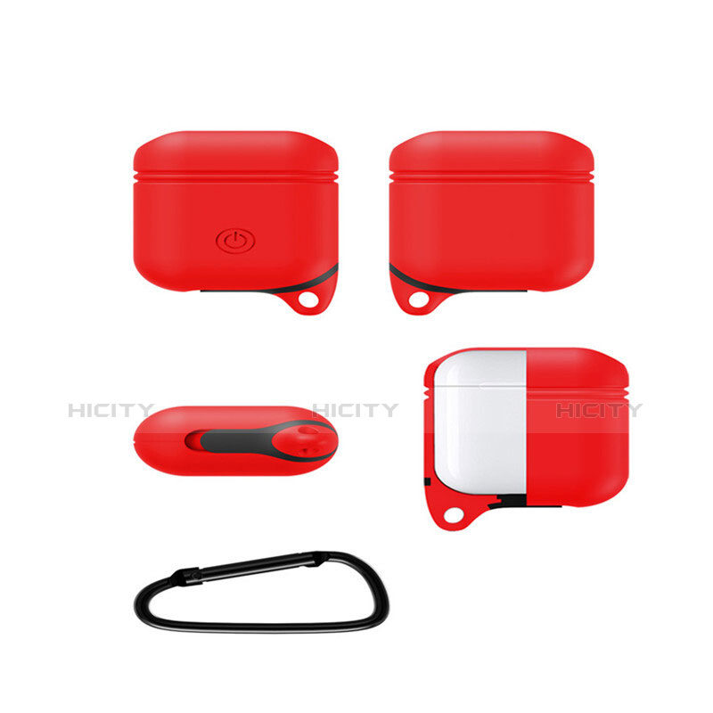 Custodia in Silicone con Moschettone per AirPods Custodia di Ricarica Z02 Rosso