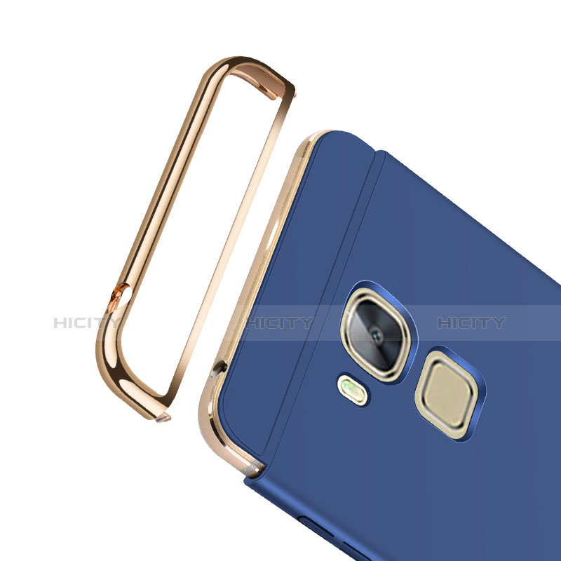 Custodia Lusso Alluminio con Anello Supporto per Huawei G8 Blu