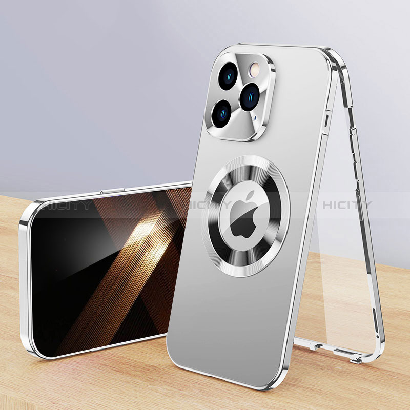 Custodia Lusso Alluminio Cover 360 Gradi con Mag-Safe Magnetic P01 per Apple iPhone 13 Pro