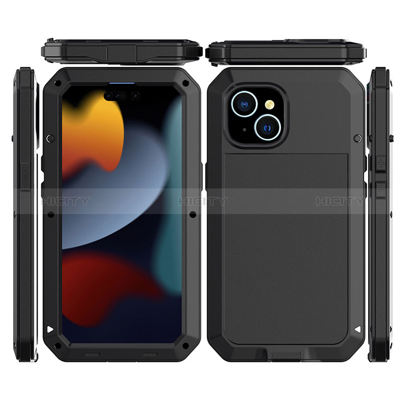 Custodia Lusso Alluminio Cover 360 Gradi HJ1 per Apple iPhone 14 Plus Nero