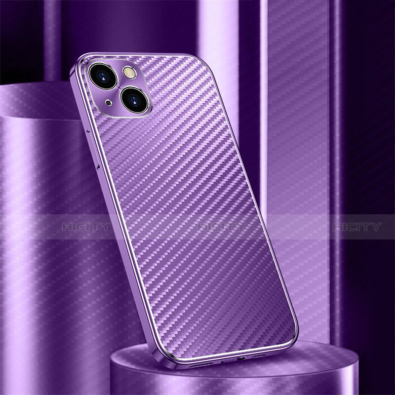 Custodia Lusso Alluminio Cover 360 Gradi M01 per Apple iPhone 13 Mini Viola