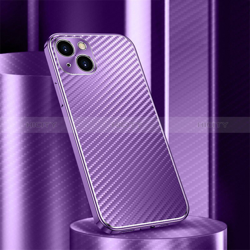 Custodia Lusso Alluminio Cover 360 Gradi M01 per Apple iPhone 15 Plus Viola