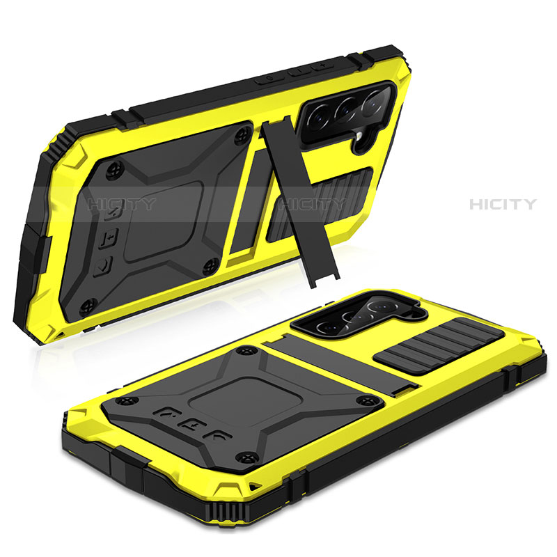 Custodia Lusso Alluminio Cover 360 Gradi M01 per Samsung Galaxy S21 5G Giallo