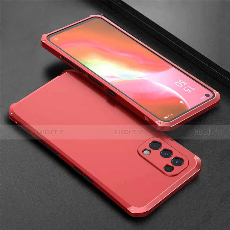 Custodia Lusso Alluminio Cover 360 Gradi M02 per Oppo Find X3 Lite 5G Rosso