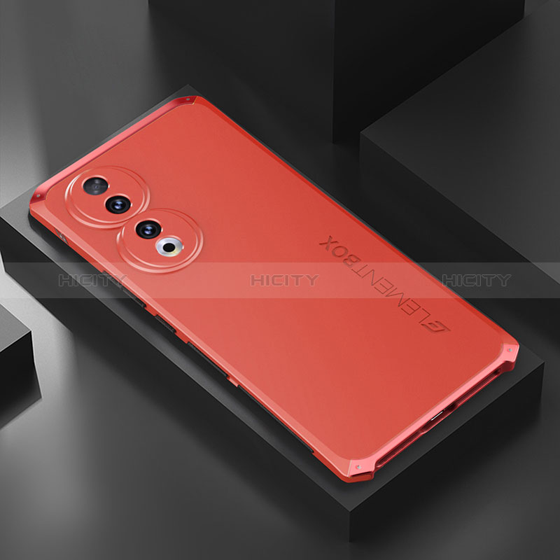 Custodia Lusso Alluminio Cover 360 Gradi P01 per Huawei Honor 90 5G Rosso