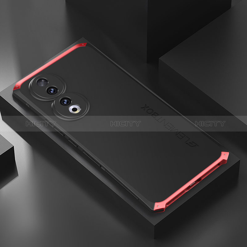 Custodia Lusso Alluminio Cover 360 Gradi P01 per Huawei Honor 90 5G Rosso e Nero