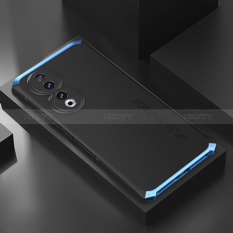 Custodia Lusso Alluminio Cover 360 Gradi P01 per Huawei Honor 90 Pro 5G Blu e Nero