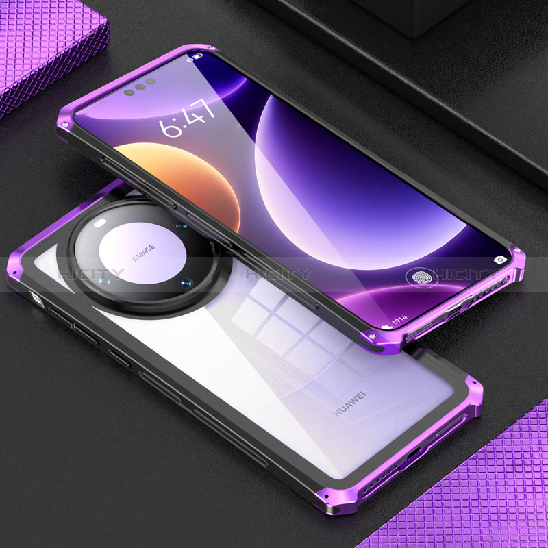 Custodia Lusso Alluminio Cover 360 Gradi P01 per Huawei Mate 60 Pro Viola