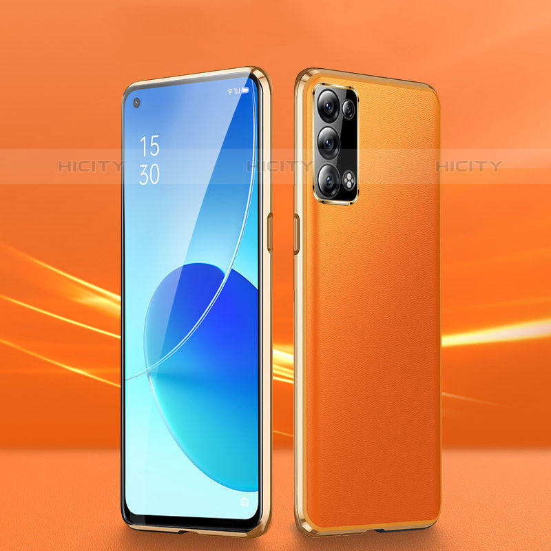 Custodia Lusso Alluminio Cover 360 Gradi P01 per Oppo Reno6 Pro 5G Arancione