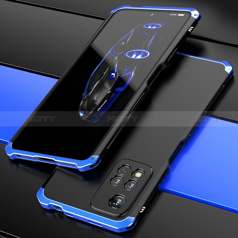 Custodia Lusso Alluminio Cover 360 Gradi P01 per Xiaomi Mi 11i 5G (2022) Blu e Nero