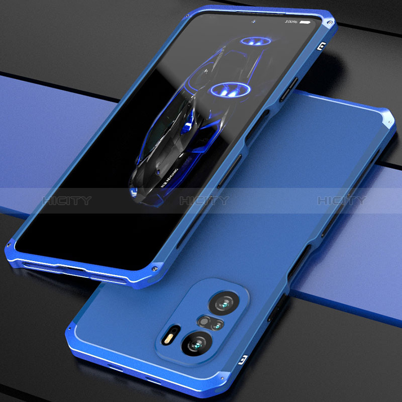 Custodia Lusso Alluminio Cover 360 Gradi P01 per Xiaomi Mi 11i 5G Blu