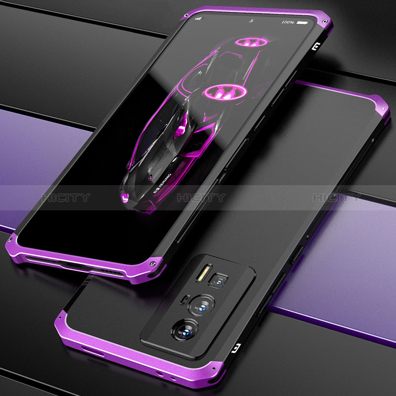 Custodia Lusso Alluminio Cover 360 Gradi P01 per Xiaomi Redmi K60 5G Viola