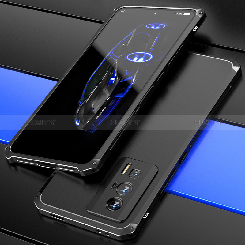 Custodia Lusso Alluminio Cover 360 Gradi P01 per Xiaomi Redmi K60 Pro 5G Nero