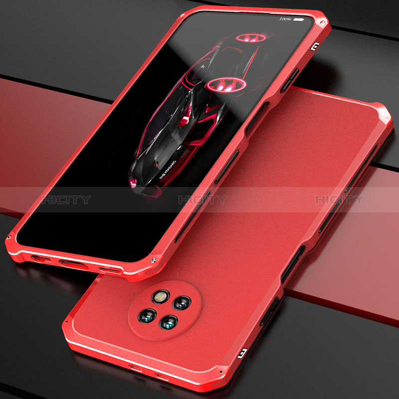 Custodia Lusso Alluminio Cover 360 Gradi P01 per Xiaomi Redmi Note 9T 5G Rosso