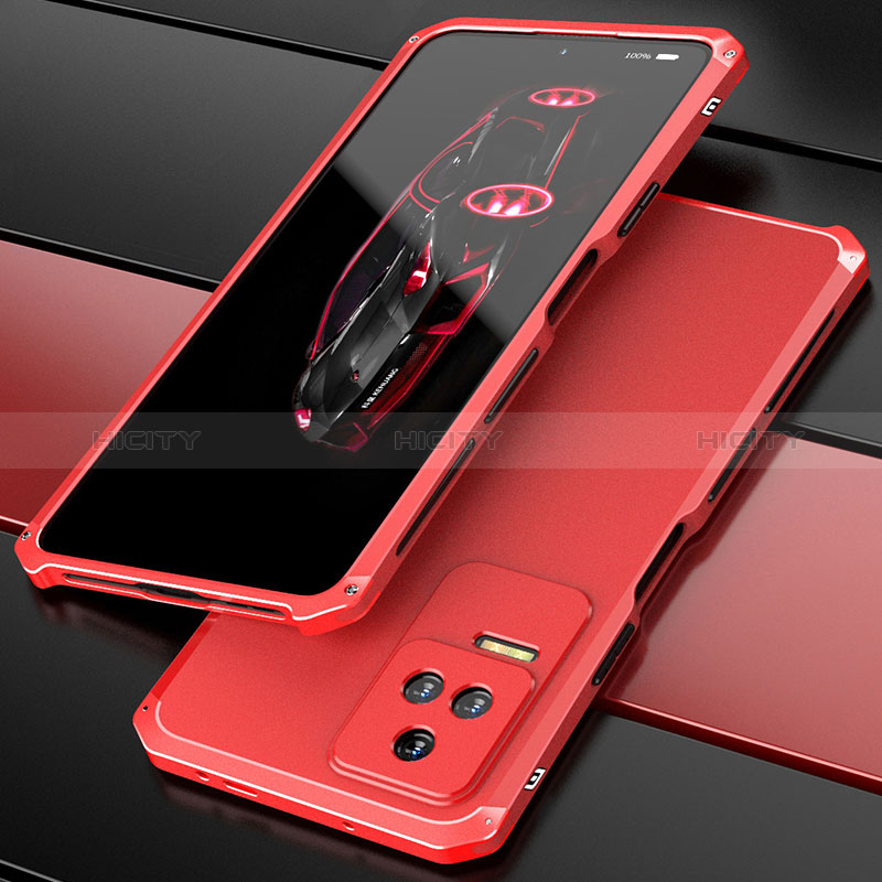 Custodia Lusso Alluminio Cover 360 Gradi P02 per Xiaomi Redmi K50 Pro 5G Rosso