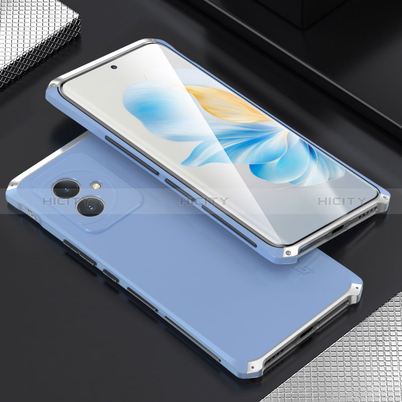 Custodia Lusso Alluminio Cover 360 Gradi per Huawei Honor 100 5G Argento e Blu