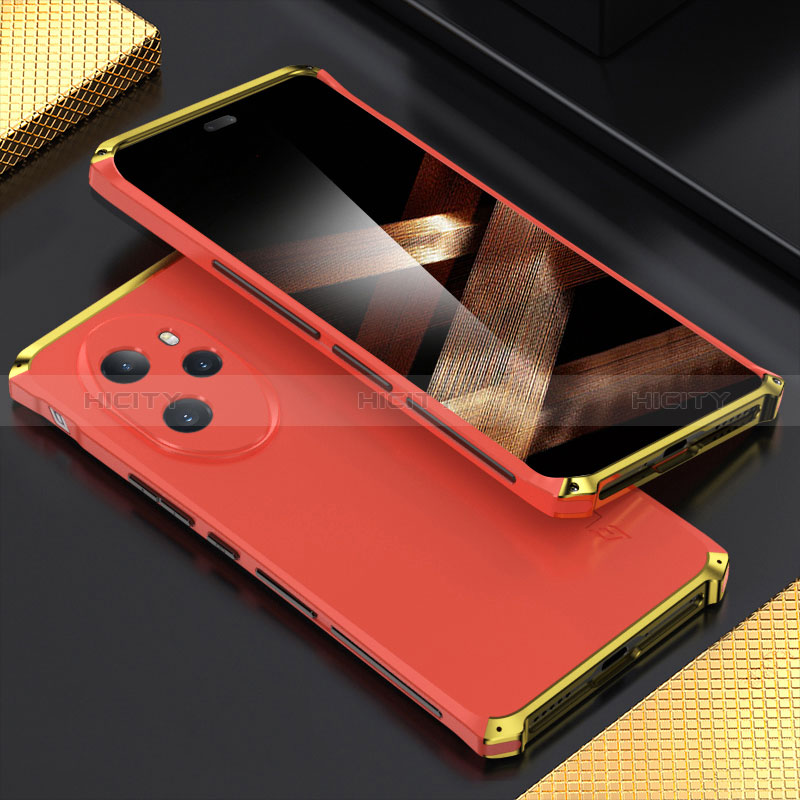 Custodia Lusso Alluminio Cover 360 Gradi per Huawei Honor 100 Pro 5G Oro e Rosso