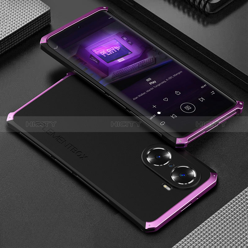 Custodia Lusso Alluminio Cover 360 Gradi per Huawei Honor 60 5G Viola