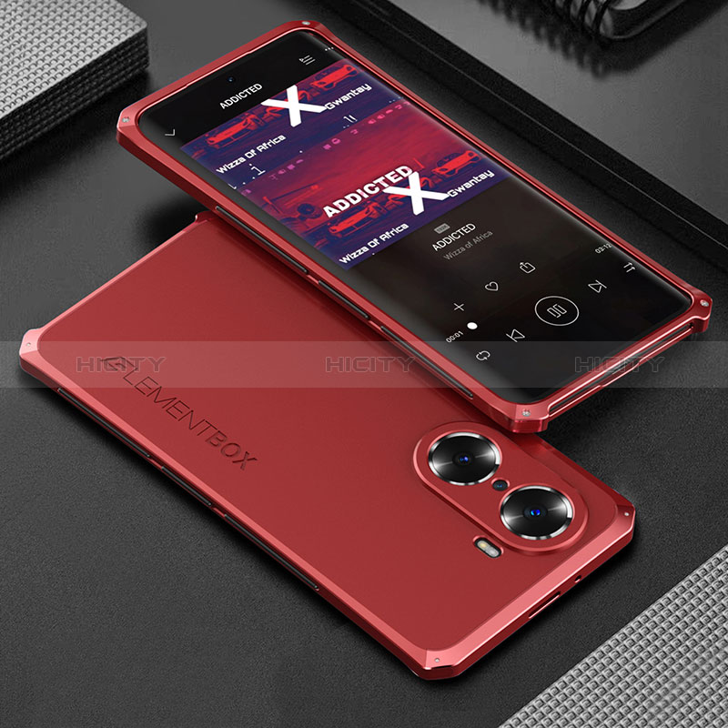 Custodia Lusso Alluminio Cover 360 Gradi per Huawei Honor 60 Pro 5G Rosso