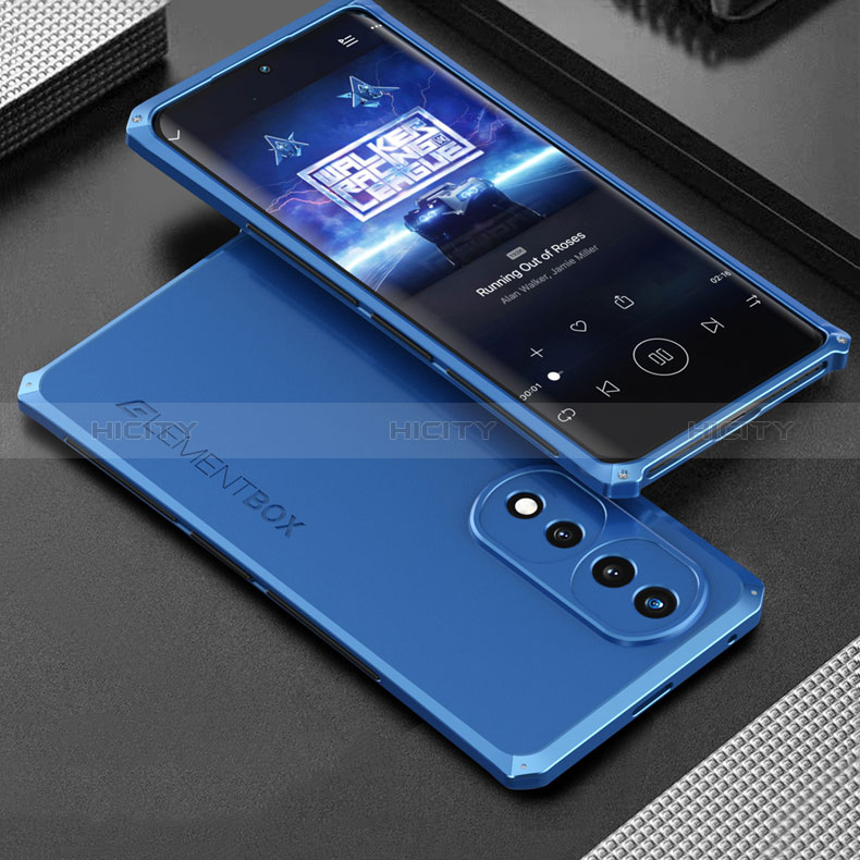 Custodia Lusso Alluminio Cover 360 Gradi per Huawei Honor 70 5G Blu