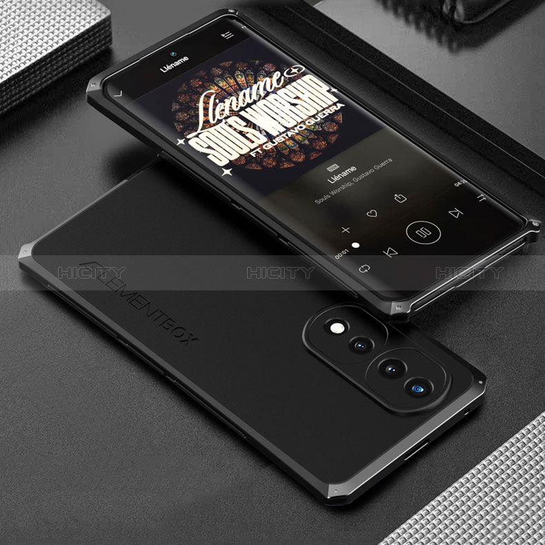 Custodia Lusso Alluminio Cover 360 Gradi per Huawei Honor 70 Pro+ Plus 5G Nero