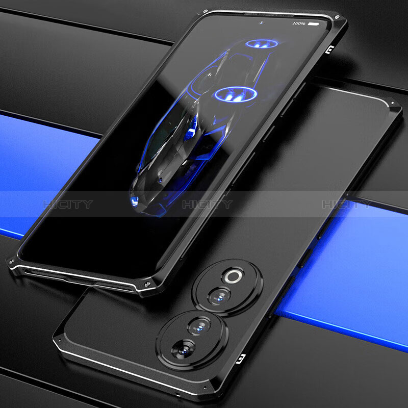 Custodia Lusso Alluminio Cover 360 Gradi per Huawei Honor 90 5G Nero