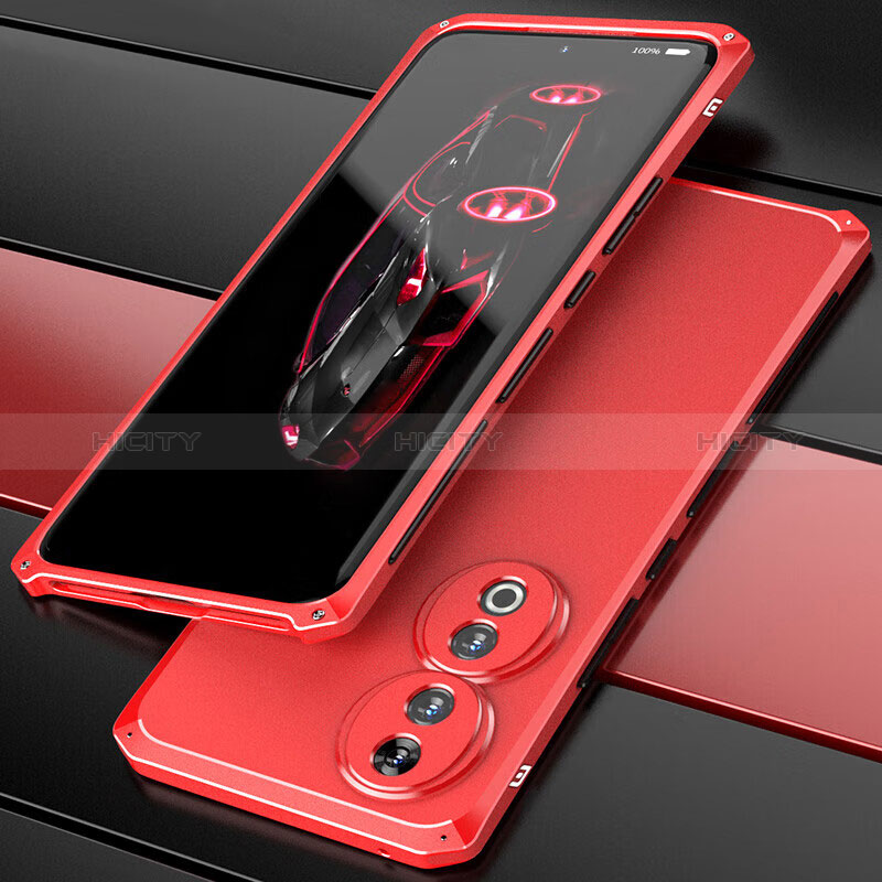 Custodia Lusso Alluminio Cover 360 Gradi per Huawei Honor 90 5G Rosso