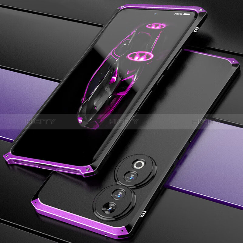 Custodia Lusso Alluminio Cover 360 Gradi per Huawei Honor 90 5G Viola