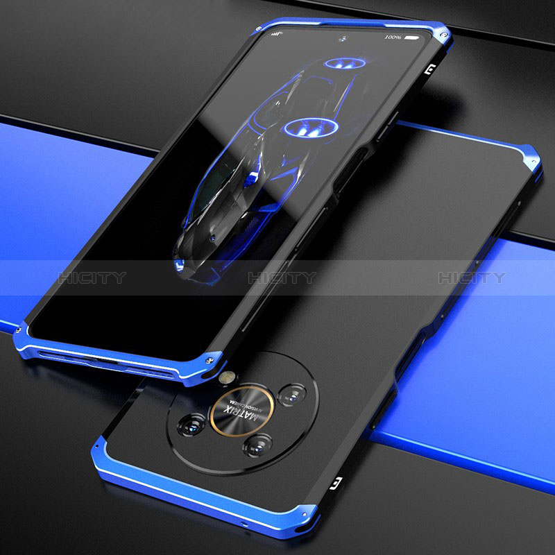 Custodia Lusso Alluminio Cover 360 Gradi per Huawei Honor Magic4 Lite 5G Blu e Nero