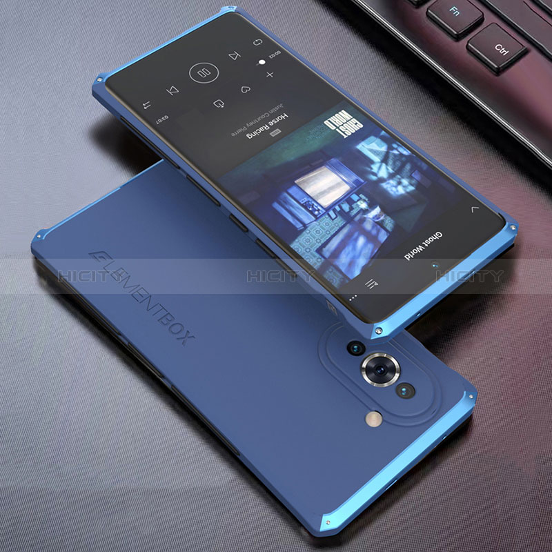 Custodia Lusso Alluminio Cover 360 Gradi per Huawei Nova 10 Blu